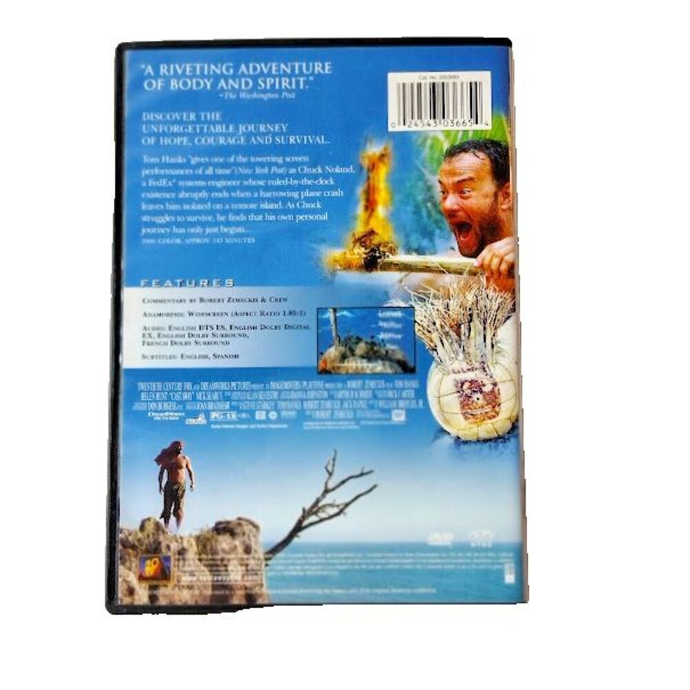 Cast Away DVD 2000 Movie Tom Hanks Helen Hunt PG 13 Drama Survival - Picture 2 of 3